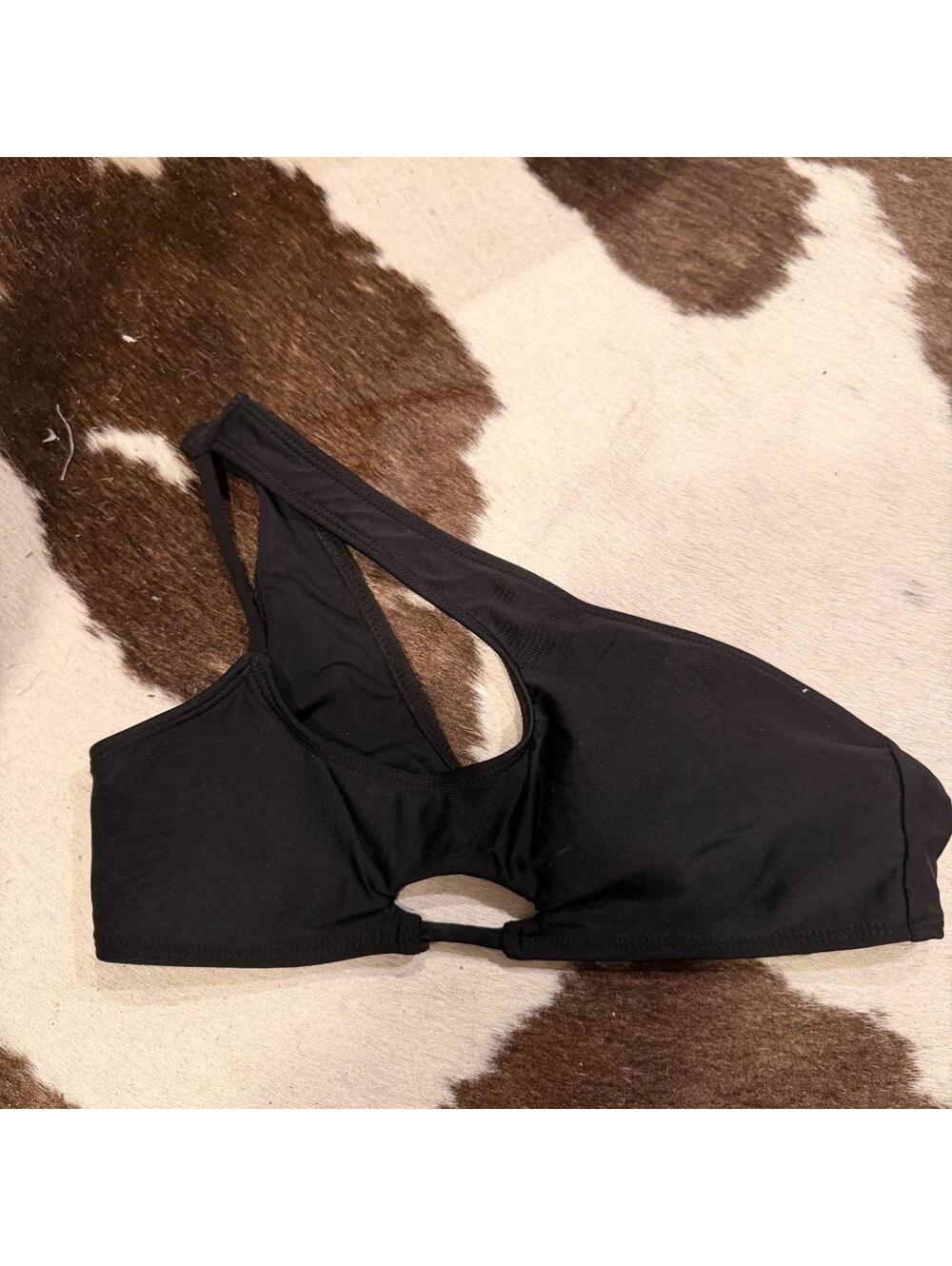 Black Asymmetrical Cutout Bikini Top